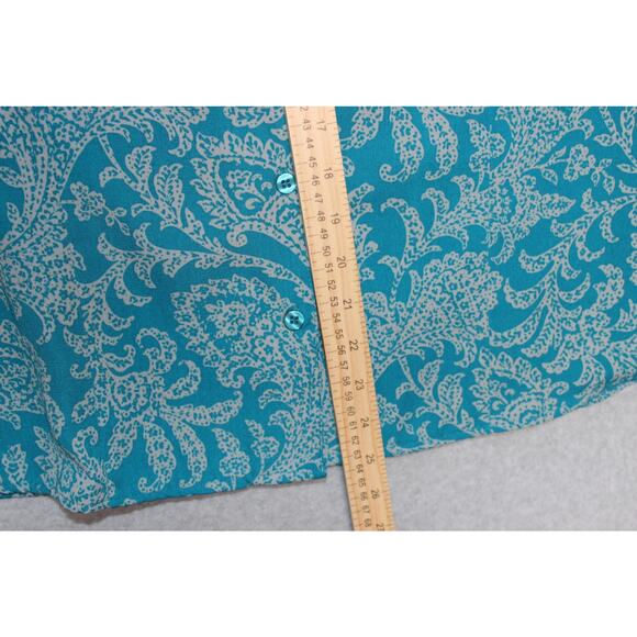 Laura Scott Petite XL‎ Women's Paisley Print Blouse Button Up 3/4 Sleeve - Picture 3 of 6